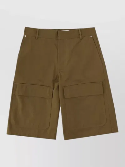 Msgm Cotton Shorts Logo Patch Belt Loops In Brown