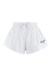 Msgm Cotton Shorts Elastic Waistband Relaxed Fit In Optical White