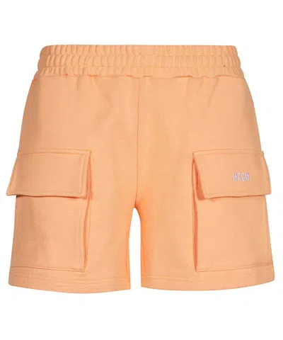 Msgm Cotton Shorts In Orange