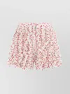 Msgm Cotton Shorts With Floral Print And Ruffle Detailing