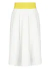 Msgm White Skirt With Contrasting Waist And Pleated Details In Fabric Woman