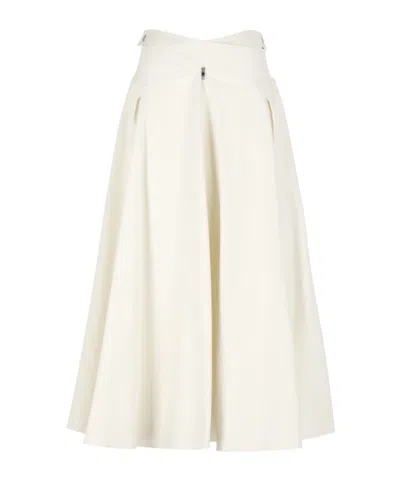 Msgm Cotton Skirt In Neutral