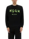 Msgm Crew Neck Cotton Sweatshirt In Black