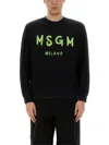 Msgm Crew Neck Cotton Sweatshirt In Black