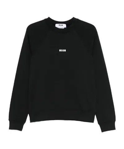 Msgm Cotton Sweatshirt In Black