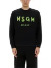 Msgm Crew Neck Cotton Sweatshirt In Black