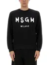 Msgm Relaxed Fit Black Cotton Sweatshirt In Black