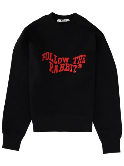 Msgm Cotton Sweatshirt For Women - Fw25 In Black