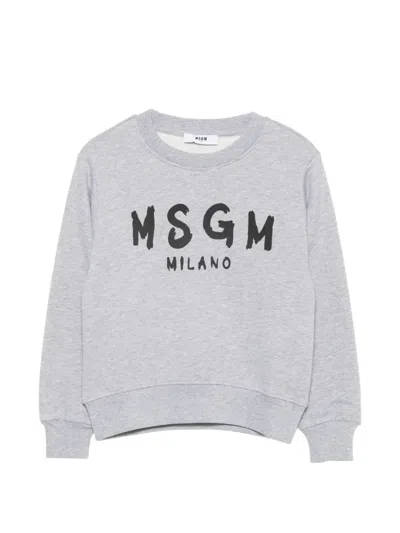 Msgm Kids' Cotton Sweatshirt In Grau