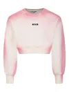 Msgm Pink Crop Sweatshirt For Girl With Logo In Rosa