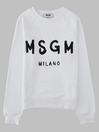 Msgm Cotton Sweatshirt In White