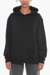 Msgm Cotton Sweatshirt With Logoed Hood In Black