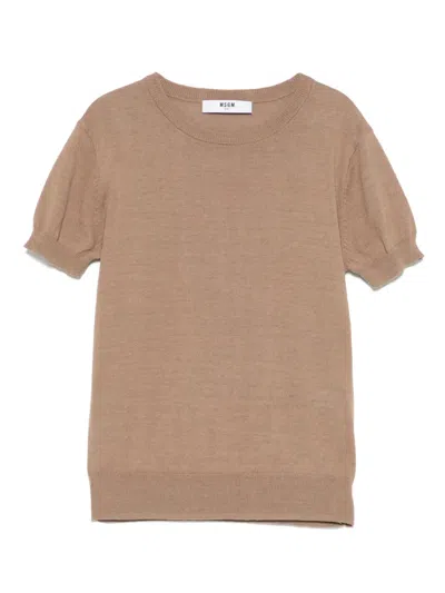 Msgm Cotton T-shirt In 褐色