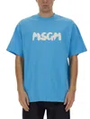 Msgm Crew Neck Cotton T-shirt