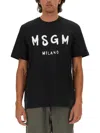 Msgm Cotton T-shirt With Front Printed Logo In Black