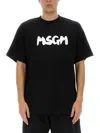 Msgm Black T-shirt With Contrasting White Logo