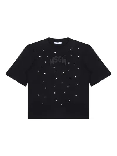 Msgm Kids' Cotton T-shirt In Black