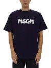 Msgm Casual Fit Blue T-shirt With Bold Logo In Blue