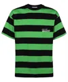 Msgm Striped-pattern Cotton T-shirt In Green