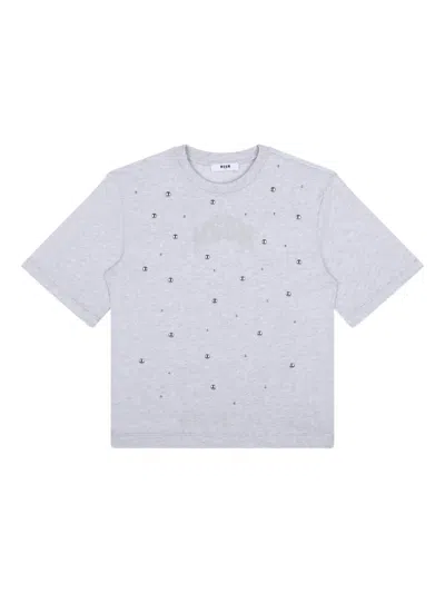 Msgm Kids' Cotton T-shirt In Grey