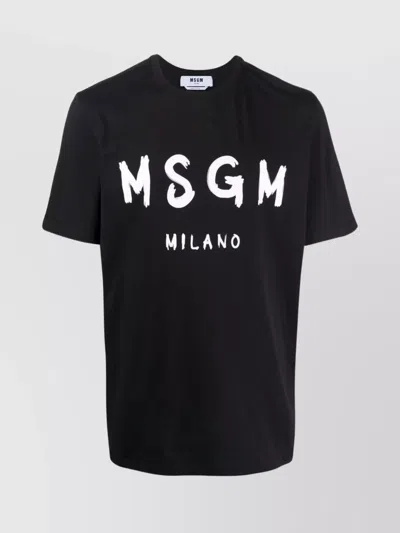 MSGM COTTON T-SHIRT LOGO ROUND NECK