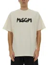 Msgm Cotton T-shirt In Neutral