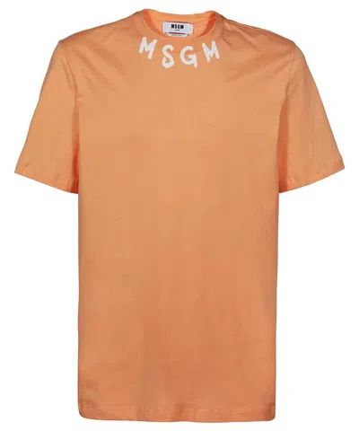 Msgm Cotton T-shirt In Orange