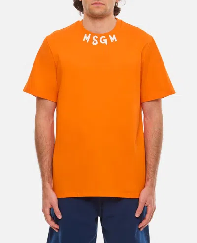 Msgm Cotton T-shirt In Orange
