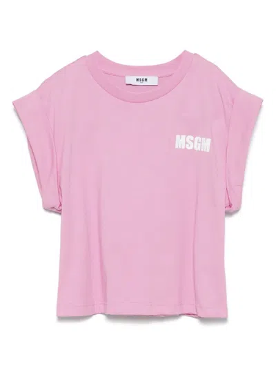 Msgm Kids' Cotton T-shirt In Pink