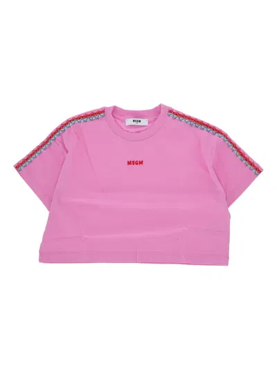 Msgm Kids' Cotton T-shirt In Pink