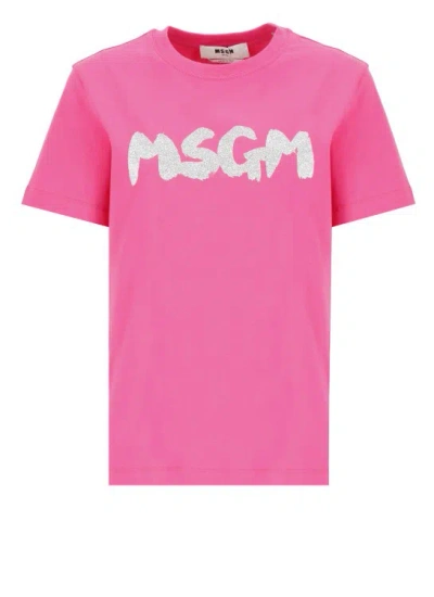 Msgm Cotton T-shirt In Pink