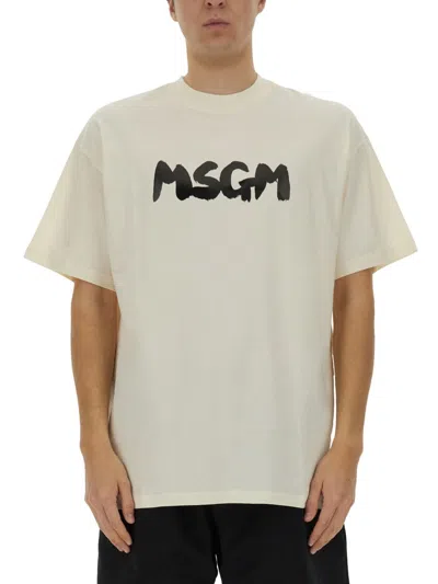Msgm Cotton T Shirt In White