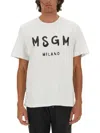 Msgm Cotton T-shirt With Front Printed Logo In White