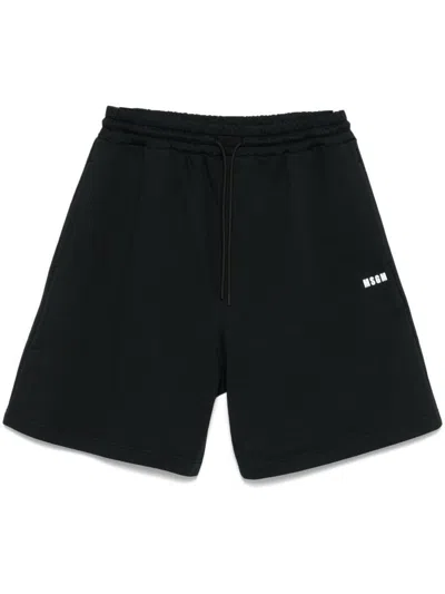Msgm Cotton T-shirt With Front Printed Logo In Black