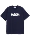 Msgm Casual Fit Blue T-shirt With Bold Logo In Blue