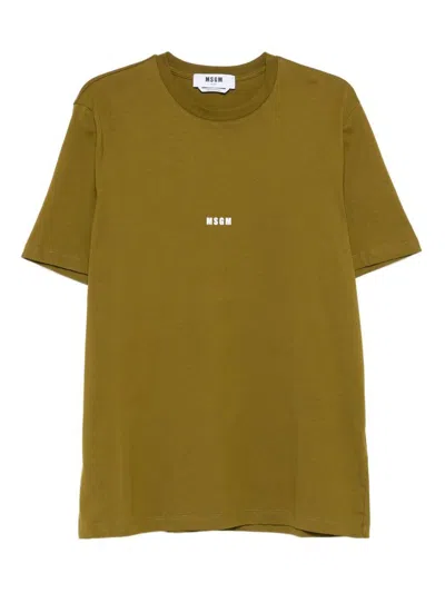 MSGM COTTON T-SHIRT WITH FRONT PRINTED LOGO