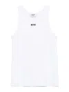 Msgm Logo Ribbed Fitted Tank Top In White