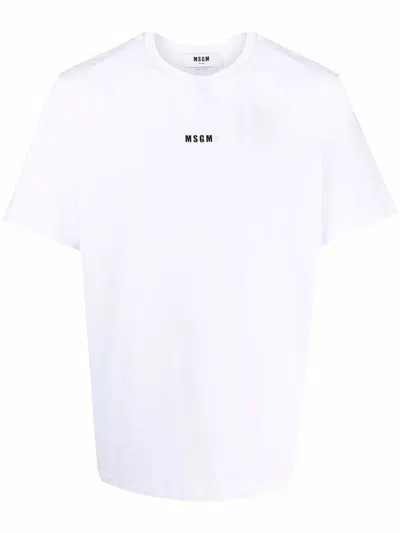 MSGM COTTON T-SHIRT WITH FRONT PRINTED LOGO