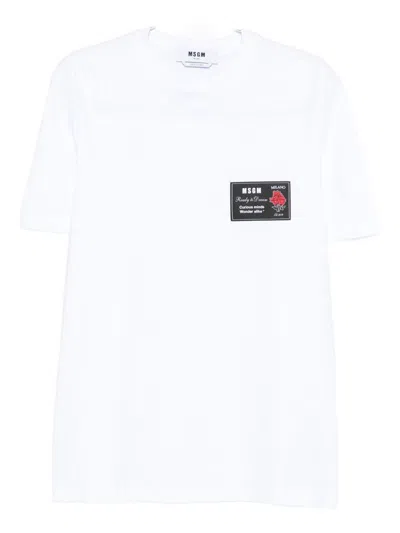 MSGM COTTON T-SHIRT WITH FRONT PRINTED LOGO