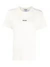 Msgm Logo-print Cotton T-shirt In Blanco