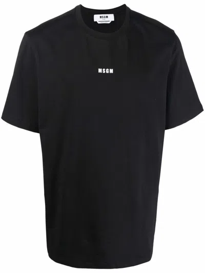 MSGM Cotton T-shirt with printed logo on the front MSGM