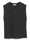 Msgm Cotton Tank Top In Black