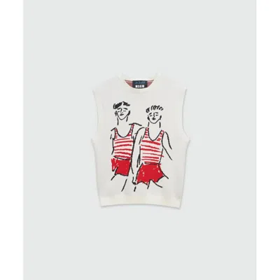Msgm Cotton Tank Women's Tops In White