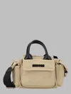 Msgm Cotton Top Handle Clutch In Beige