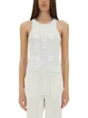 Msgm Embellished Cotton Sleeveless Tops In White