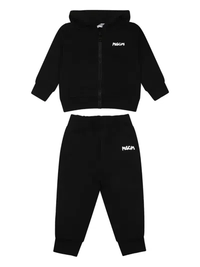 Msgm Babies' Cotton Tracksuit In Black