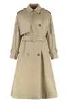 Msgm Cotton Trench Coat With Belted Waist In Neutral