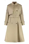 Msgm Cotton Trench Coat With Belted Waist In Neutral
