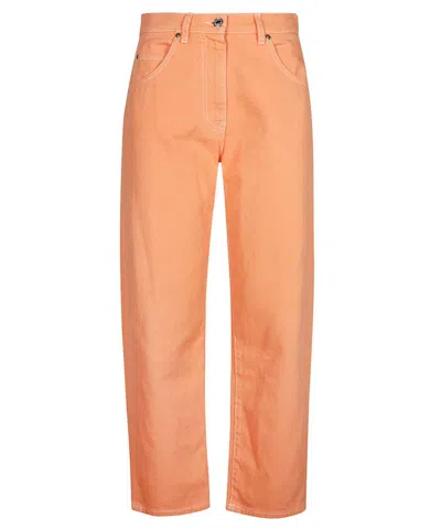 Msgm Cotton Trousers In Orange