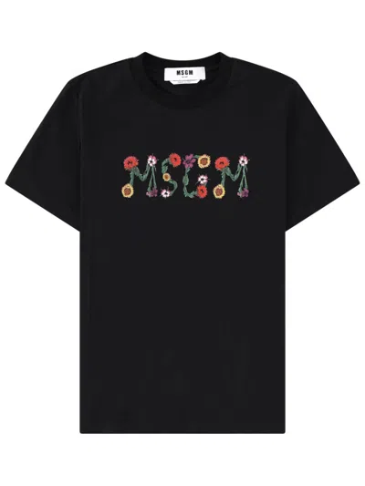 Msgm Cotton T-shirt For Women Ss26 In Black